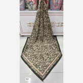 روسری نخی قواره 140 طرح گل ریز دست دوز مناسب زیر چادر