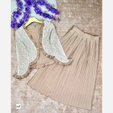 ست کت و دامن زنانه مدل چین چیلا جنس کراش آیوا و گیپور