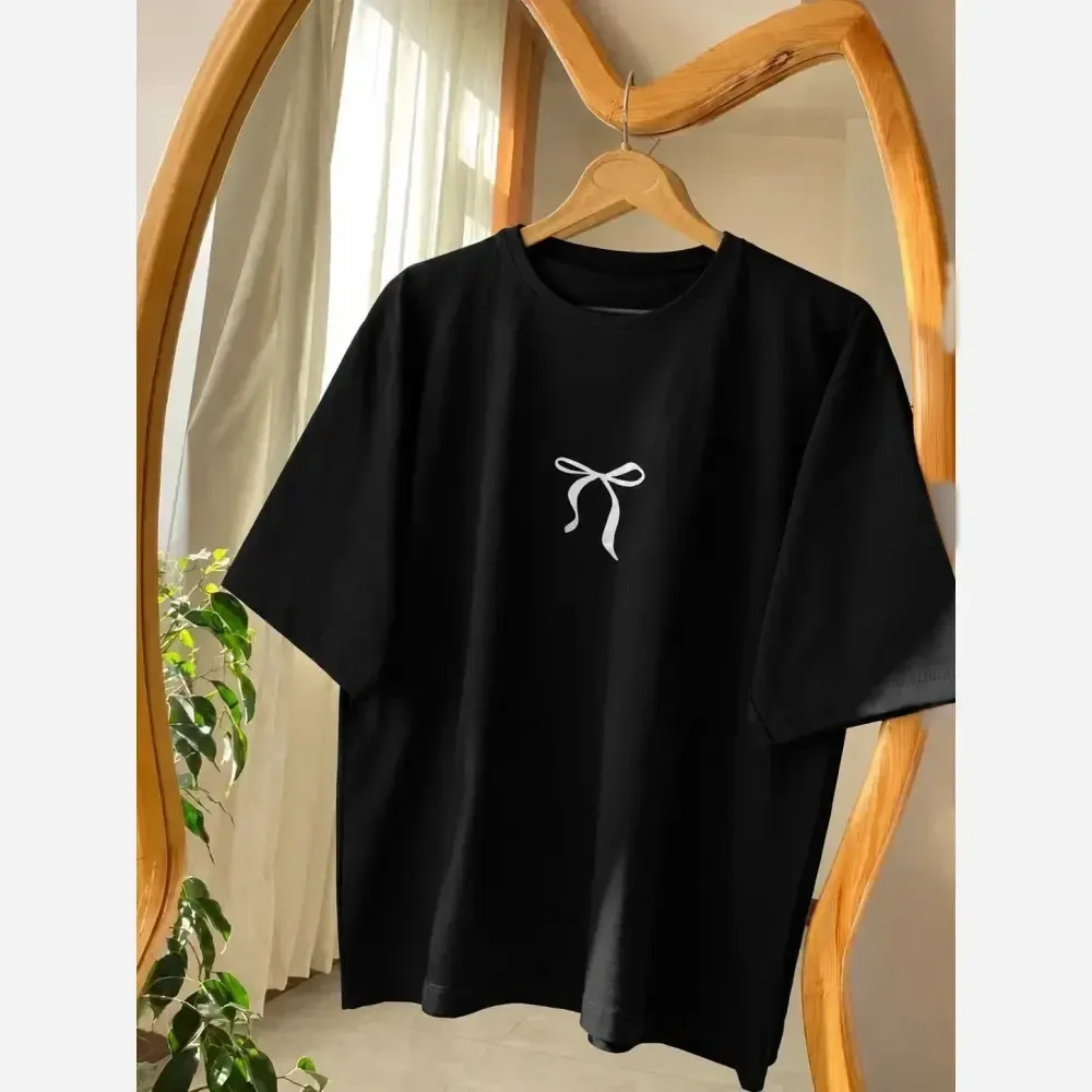 تیشرت زنانه مدل پاپیون جنس نخ پنبه فری سایز