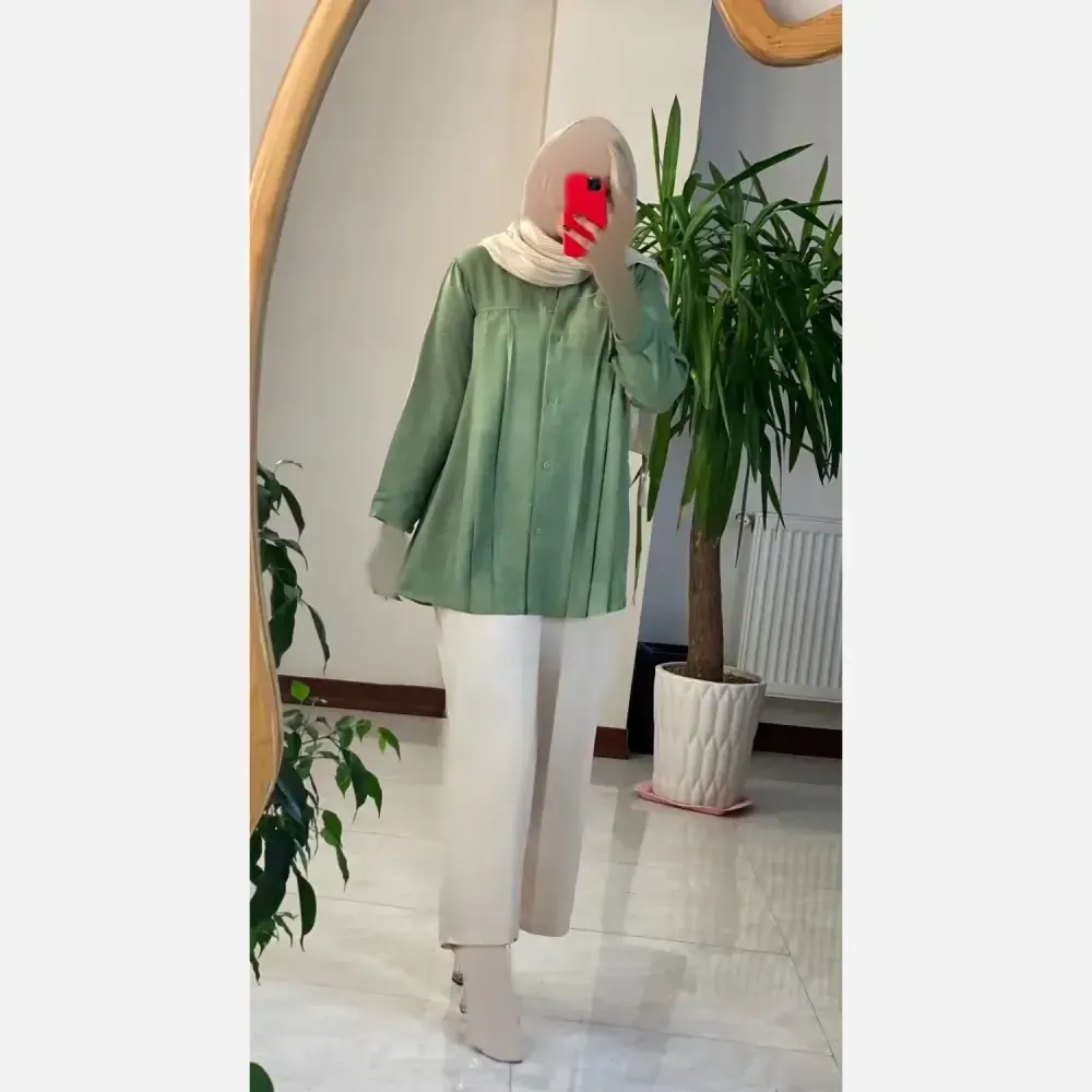 مانتو جلو پیله زنانه مدل پرستو جنس شانتون فری سایز
