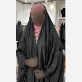 چادر جده گلدوزی پروانه جنس کن کن ندا مروارید رنگ مشکی سایز 150