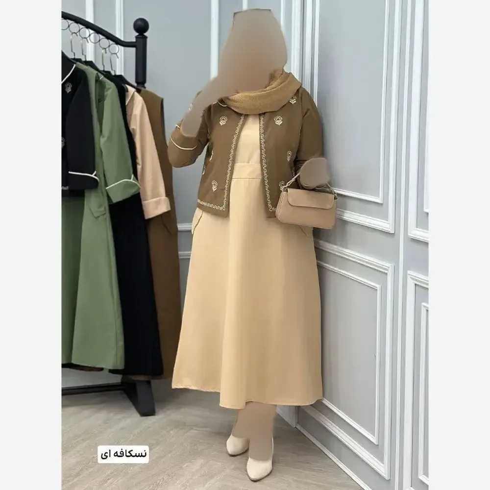 کت سارافون زنانه گلدوزی شده جنس لنین پلاس سایز 36 تا 48