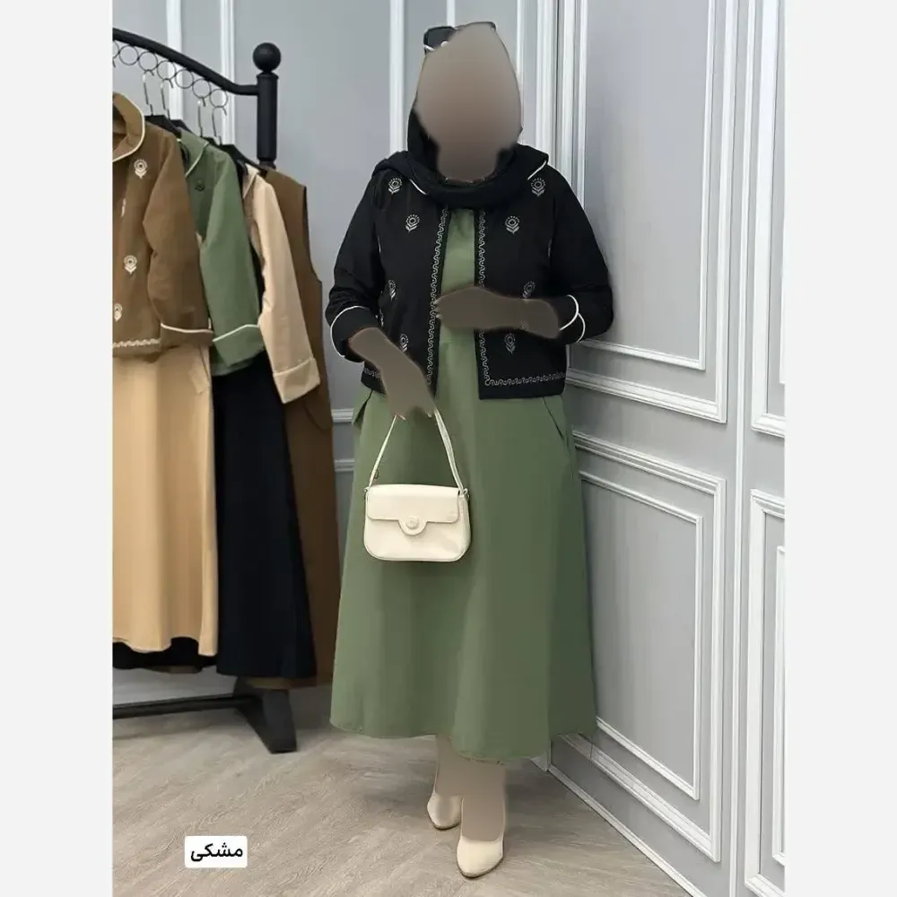 کت سارافون زنانه گلدوزی شده جنس لنین پلاس سایز 36 تا 48