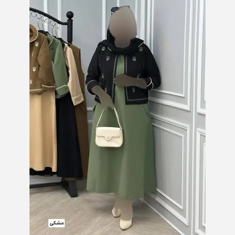 کت سارافون زنانه گلدوزی شده جنس لنین پلاس سایز 36 تا 48
