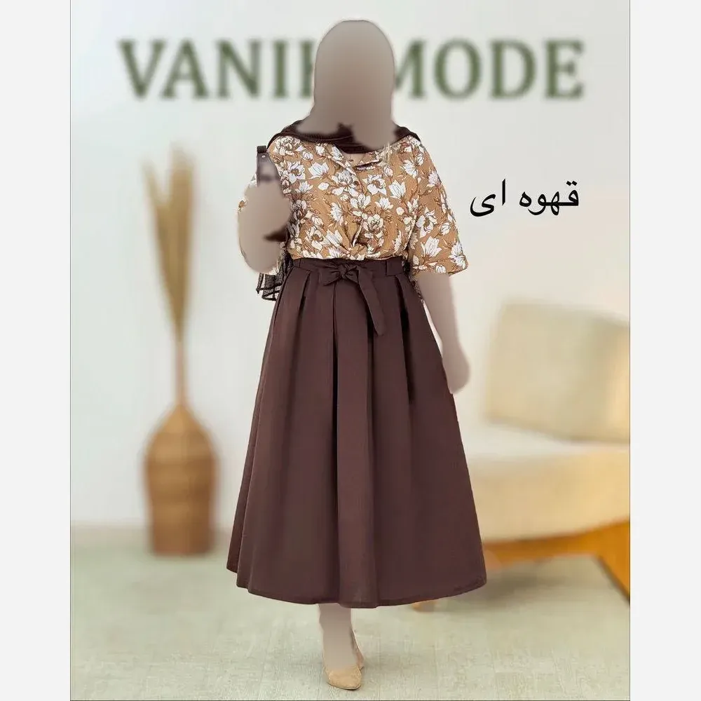 ست شومیز و دامن لنین زنانه مدل وانیک فری سایز 40 تا 46