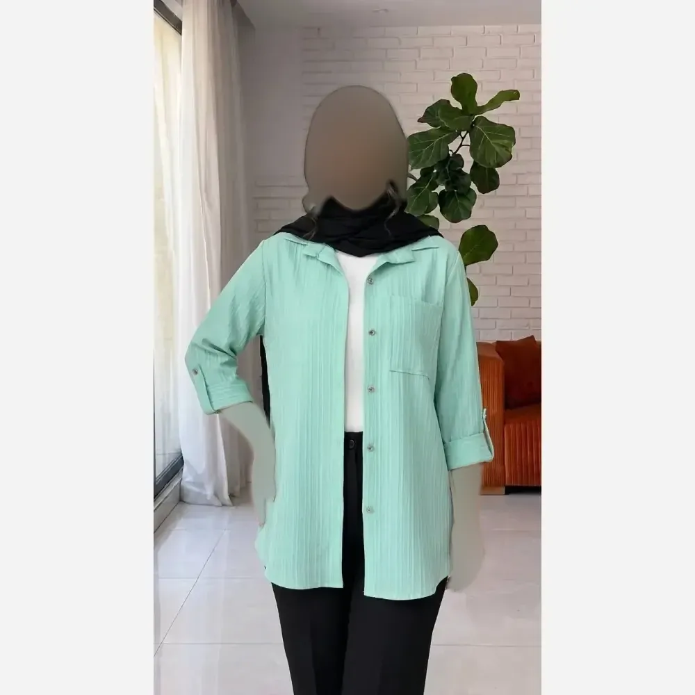 شومیز مانتو مینو جنس آیوا درجه یک سایز 36 تا 46