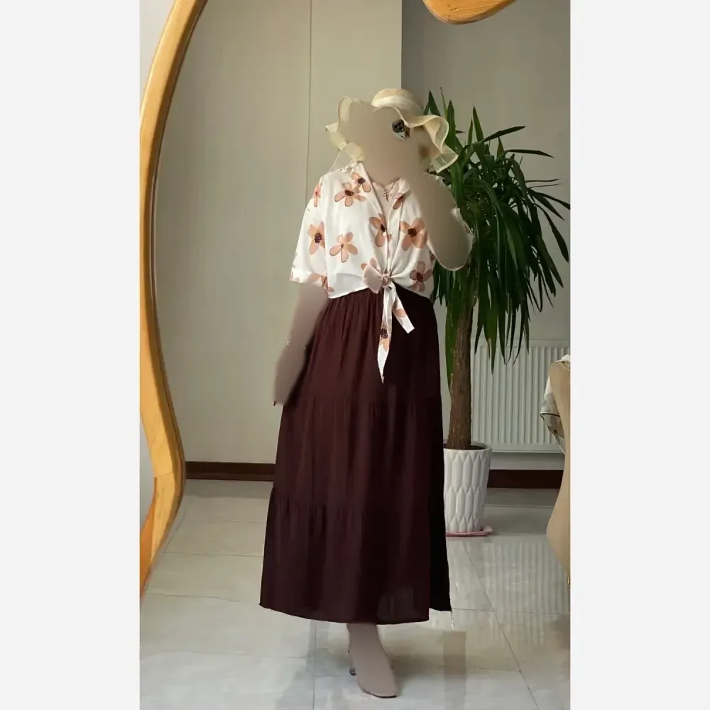 شومیز گره ای گل مشکی جنس بوگاتی فری سایز