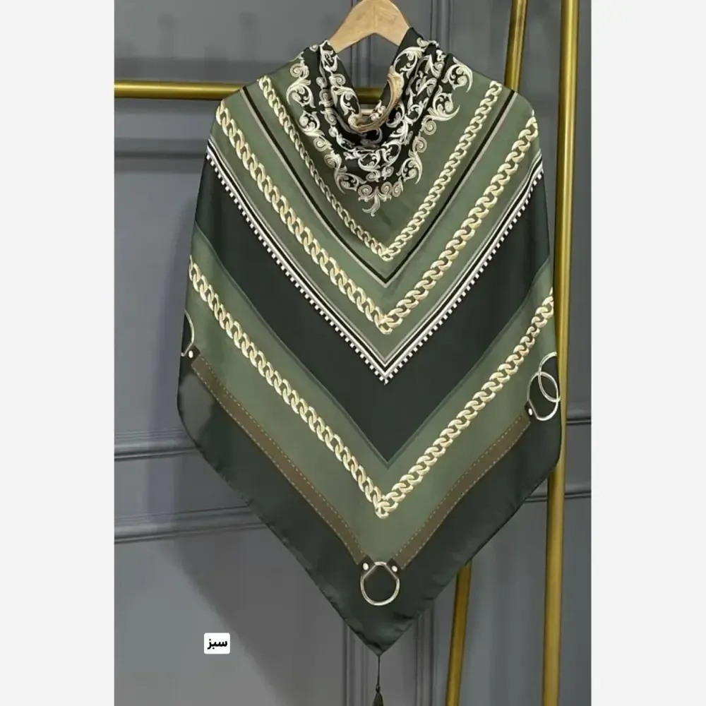 روسری نخی گالریا قواره 130 رنگ سبز و آبی
