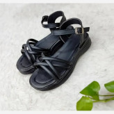 صندل طبی زنانه مدل پروا چرم صنعتی رنگ مشکی و نسکافه ای و کرم