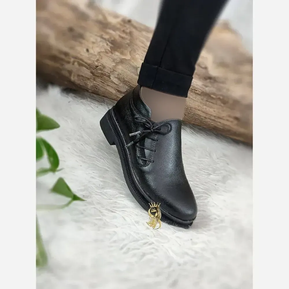 کفش طبی اداری چرم مدل بغل بندی سنباده