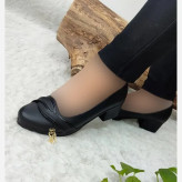 کفش طبی مجلسی زنانه چرم مشکی پاشنه 5 سانتی سایز 36 تا 41