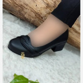 کفش طبی مجلسی زنانه چرم مشکی پاشنه 5 سانتی سایز 36 تا 41