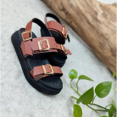 صندل طبی زنانه چرم صنعتی مدل سه سگک