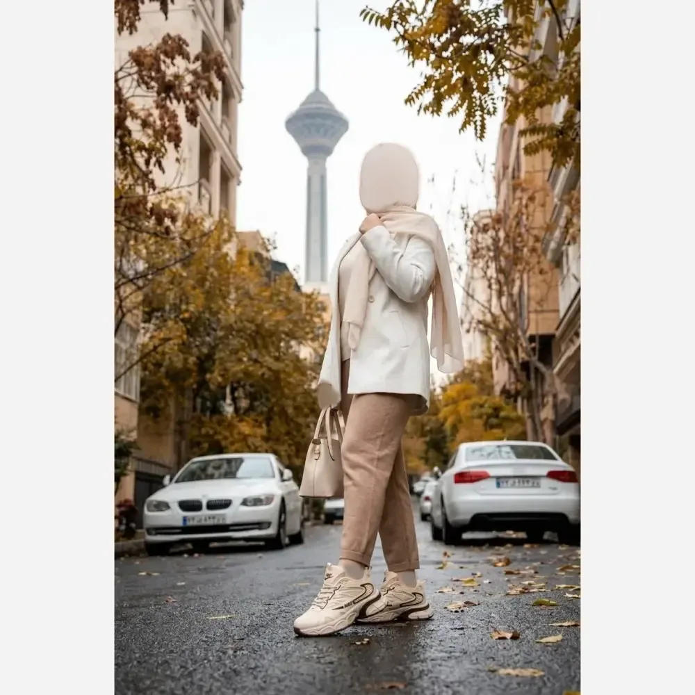 کتونی لژدار طبی زنانه رویه کتان و پختی رنگ سفید مشکی کرم شکلاتی