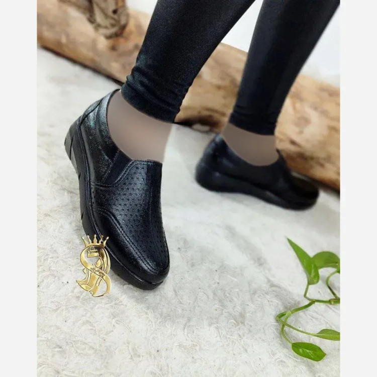 کفش طبی زنانه چرم صنعتی مدل جیتو رنگ قهوه ای و مشکی سایز 37