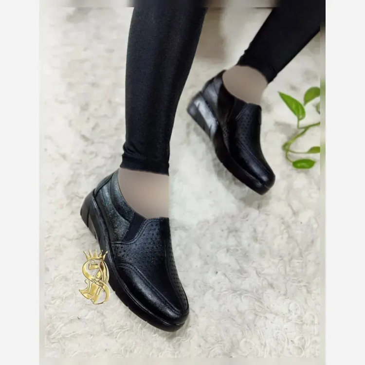 کفش طبی زنانه چرم صنعتی مدل جیتو رنگ قهوه ای و مشکی سایز 37