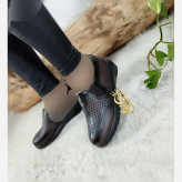 کفش طبی زنانه چرم صنعتی مدل جیتو رنگ قهوه ای و مشکی سایز 37