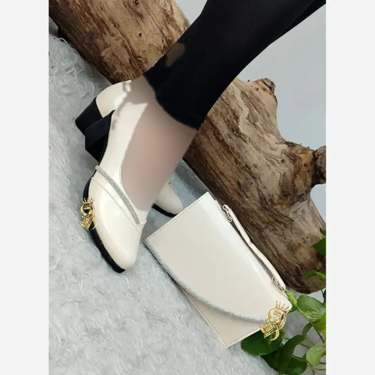 کفش طبی مجلسی زنانه ورنی پاشنه 5 سانت رنگ زرشکی مشکی کرم سایز 37 تا 40