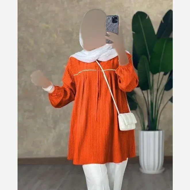 تونیک زنانه کراش اعلا سایز 38 تا 46 رنگ کالباسی و هلویی
