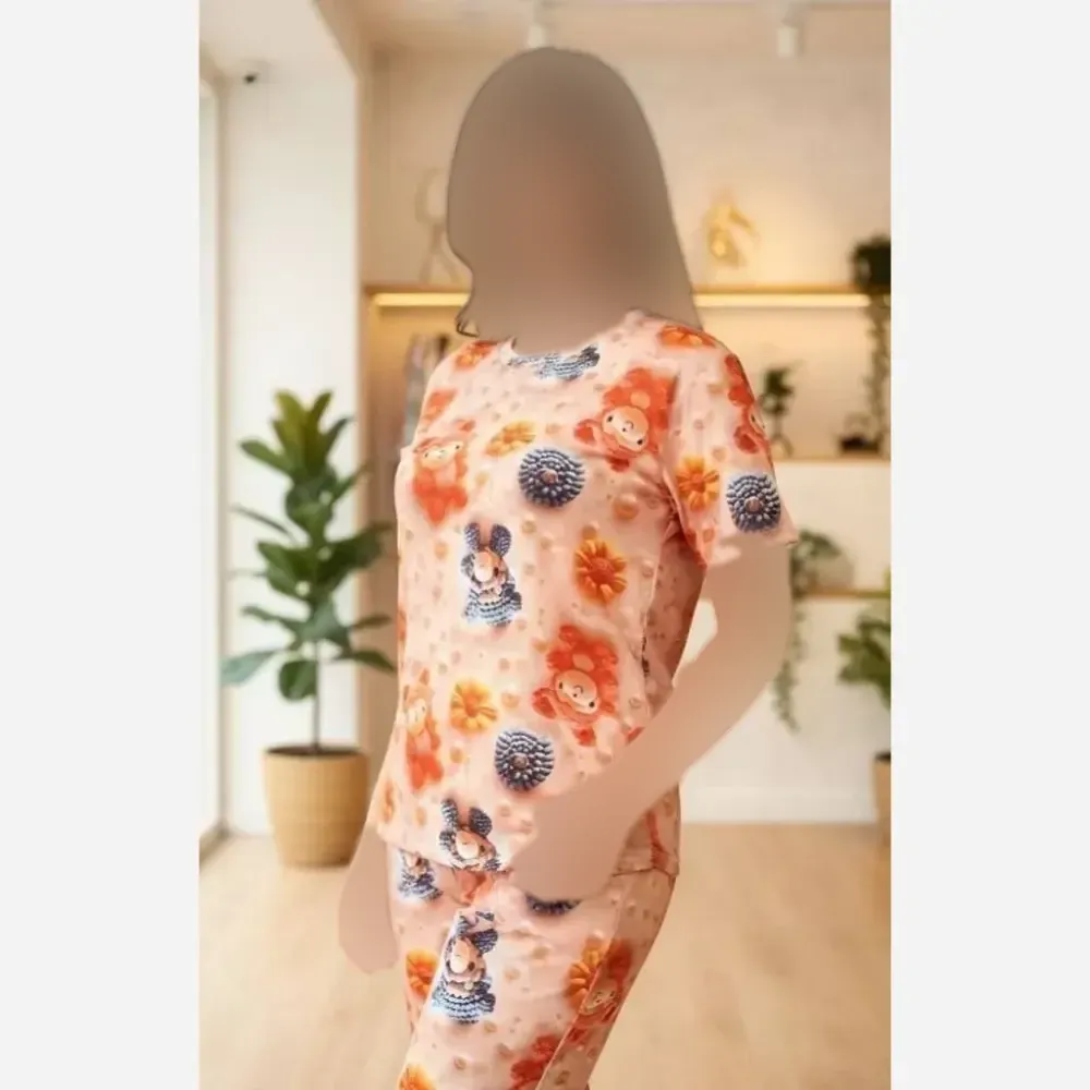 تیشرت شلوار سه بعدی نخ پنبه زنانه سایز 38 تا 42