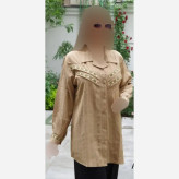 شومیز زنانه لنین ژاکارد رنگ کرم سایز 38 تا 48