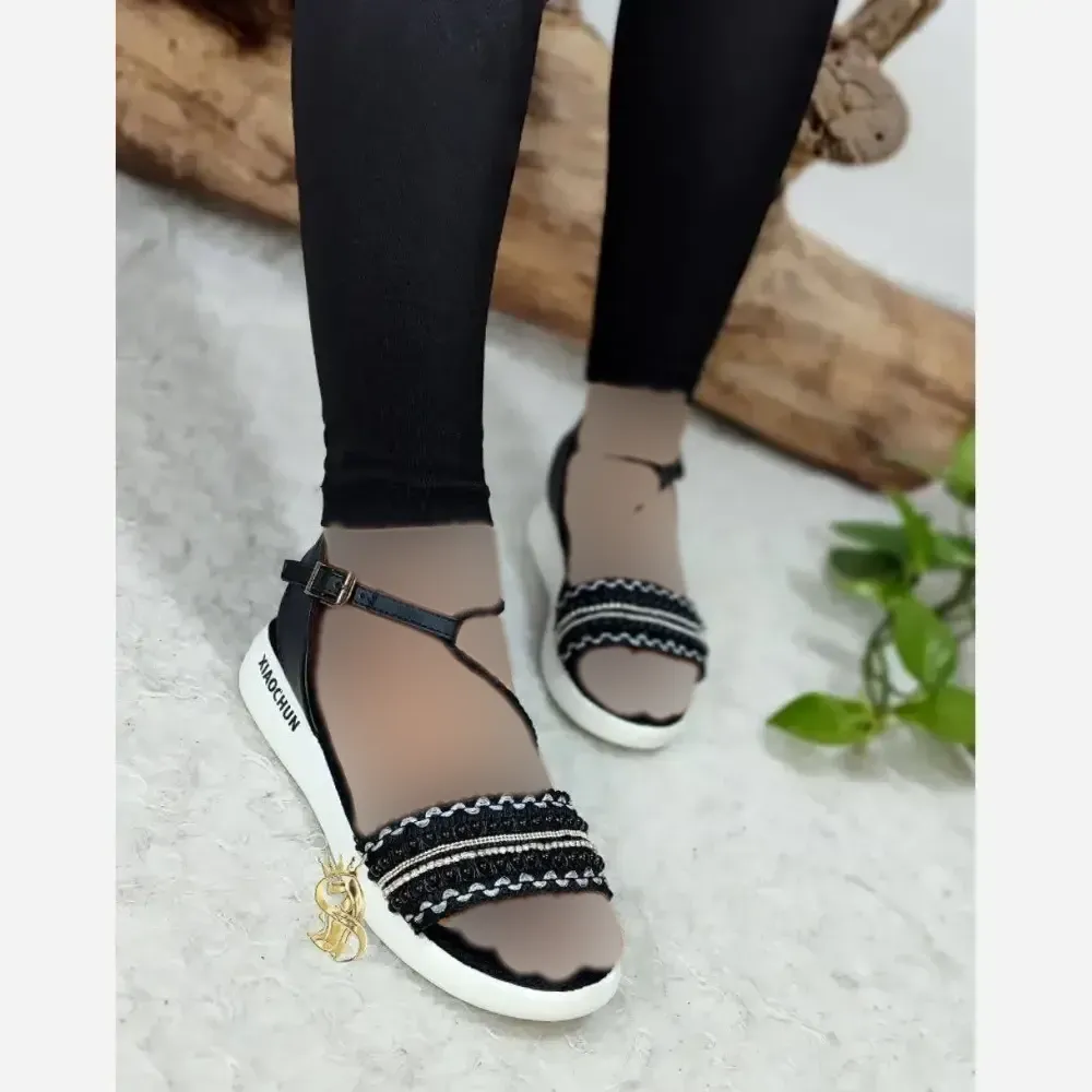 صندل طبی زنانه مدل هپی مروارید رویه چرم صنعتی زیره PU