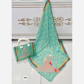 ست کیف و روسری بچگانه روسری نخی دور دوخت و کیف مخمل ضخیم چاپی