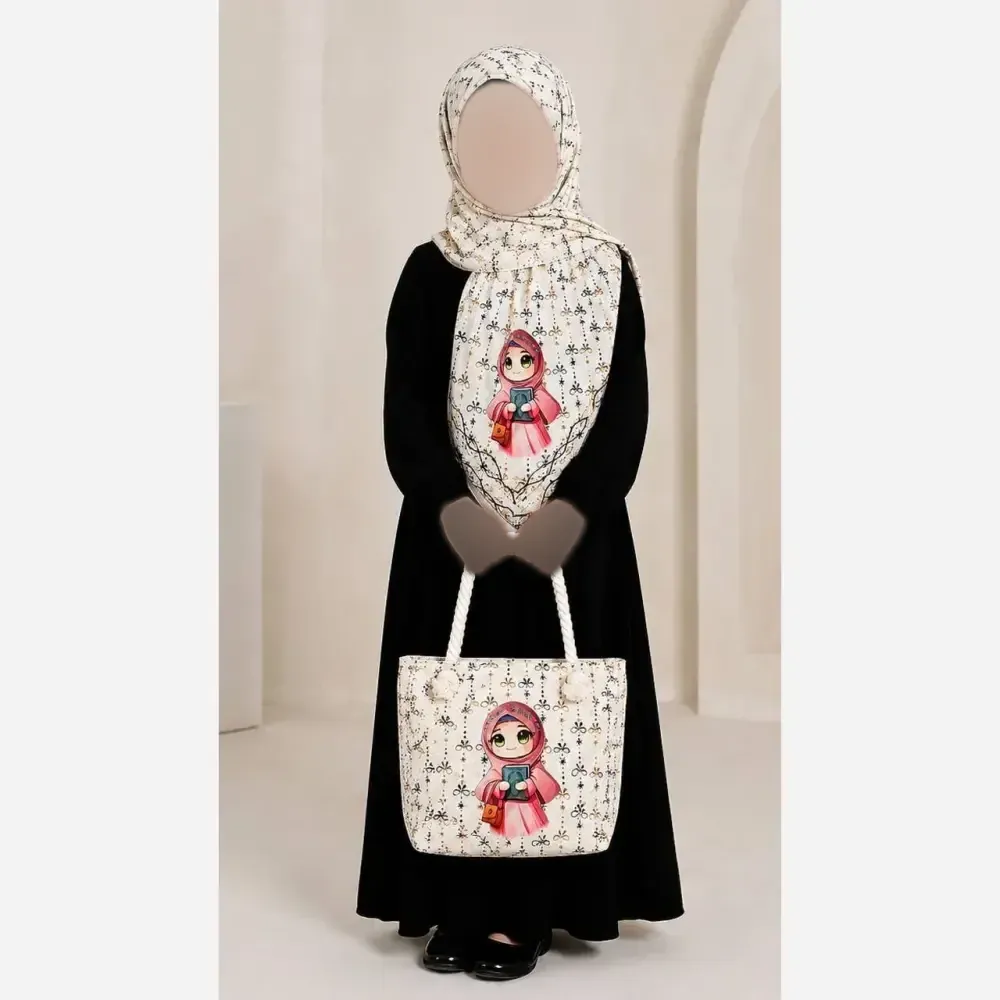 ست کیف و روسری بچگانه نخی و مخمل ضخیم قواره 90