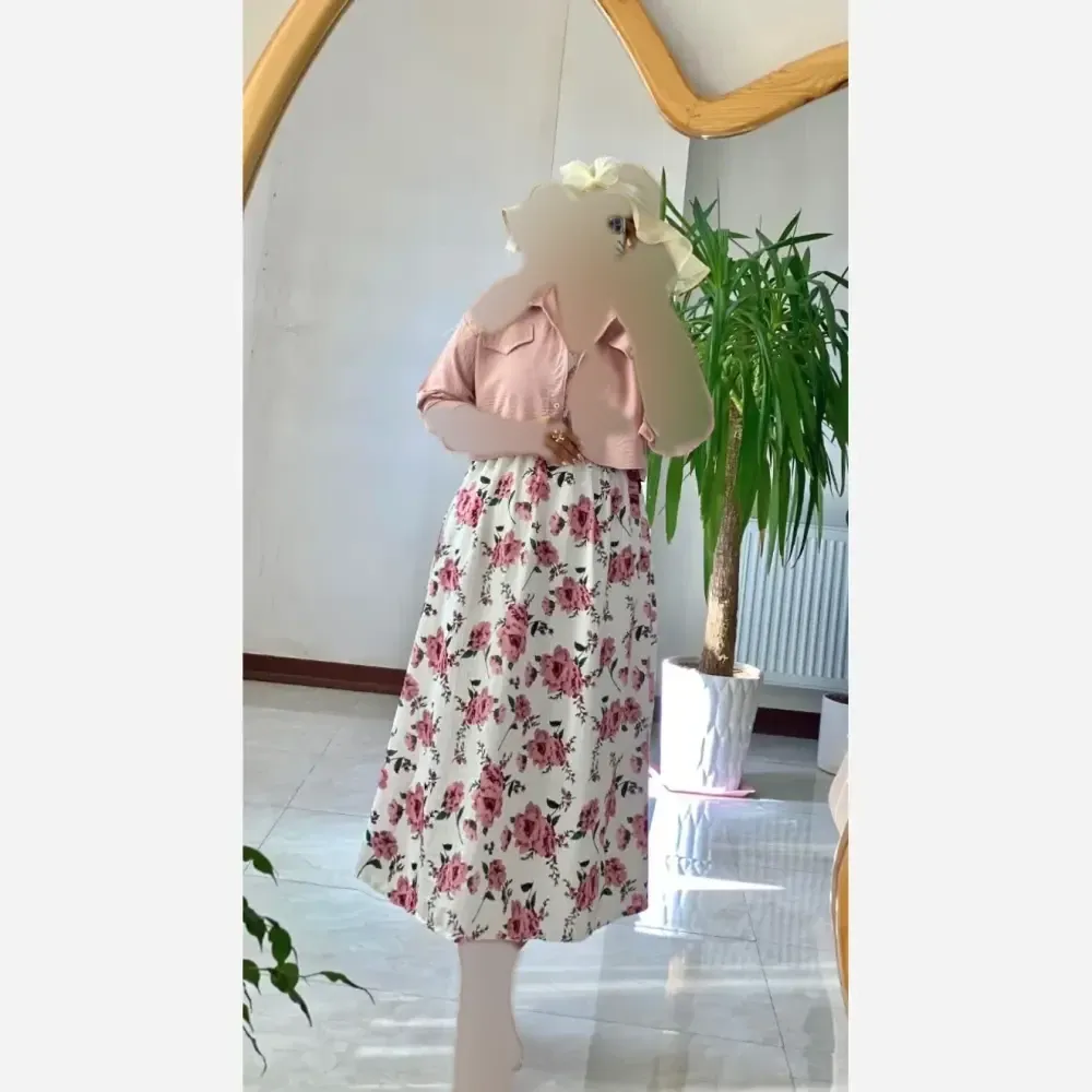 کت سارافون زنانه سودا جنس شانتون کریشه و ابروبادی رنگ صورتی فری سایز