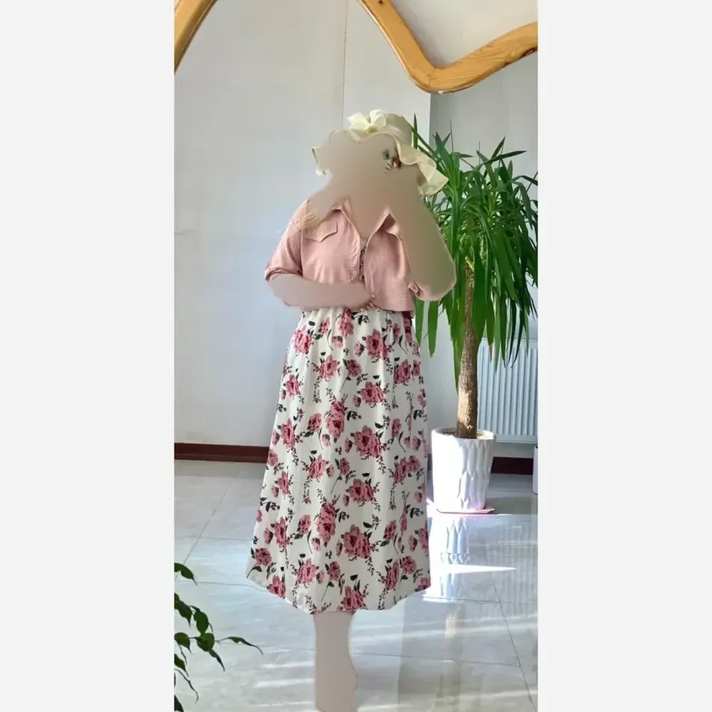 کت سارافون زنانه سودا جنس شانتون کریشه و ابروبادی رنگ صورتی فری سایز