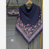 ست کیف و روسری گلسا مخمل و چرم صنعتی نخی منگوله دار