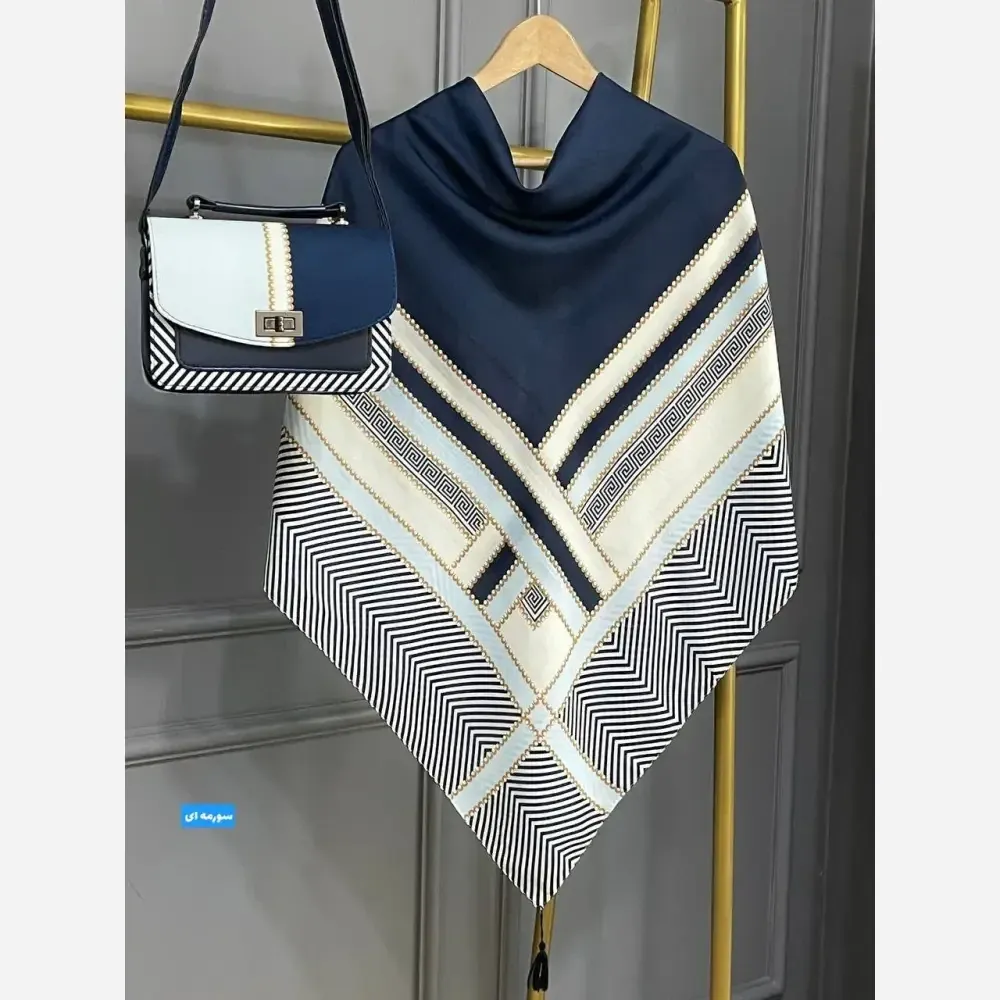 ست کیف و روسری طرح ورساچه مخمل و چرم صنعتی با روسری نخی قواره 130