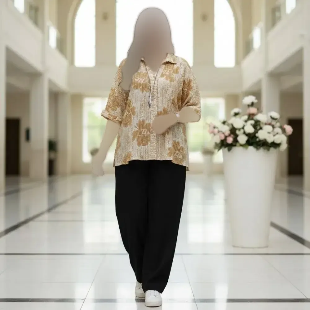 شومیز مانتویی حلما جنس کاملس درجه یک فری سایز