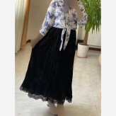 دامن قواره دار چروک بلند زنانه جنس کرپ خاویار فری سایز مشکی
