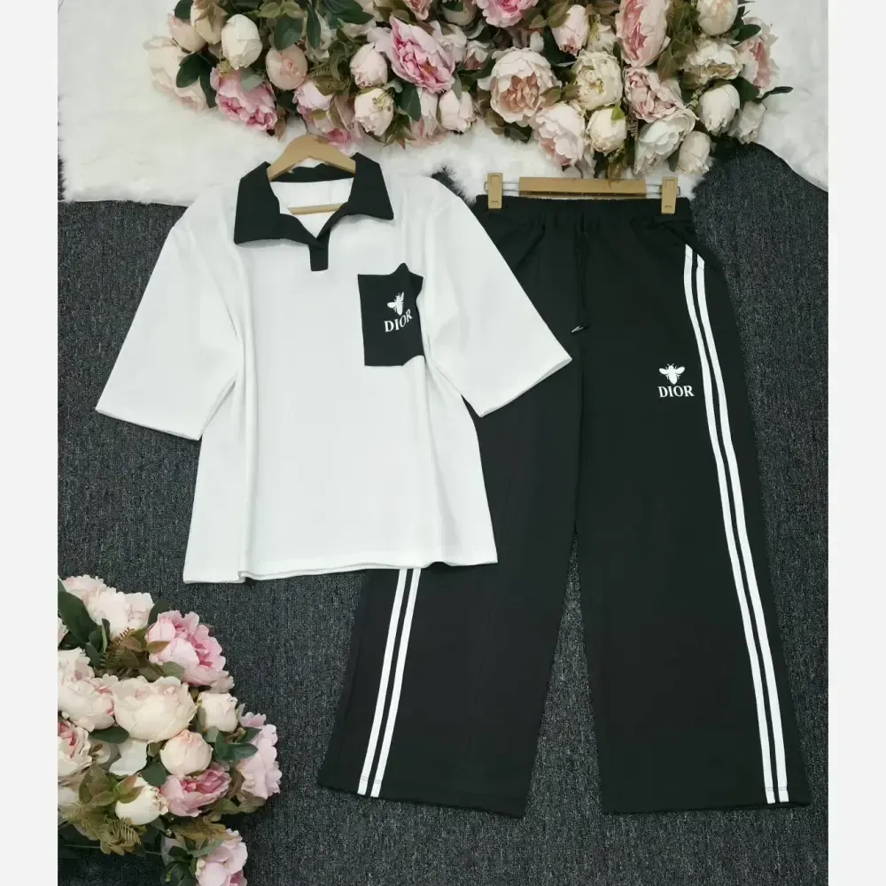 ست تیشرت شلوار دیور گلکسی پنبه فری سایز