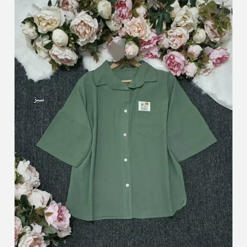 شومیز مانتویی شیدا جنس لنین پنبه درجه یک فری سایز