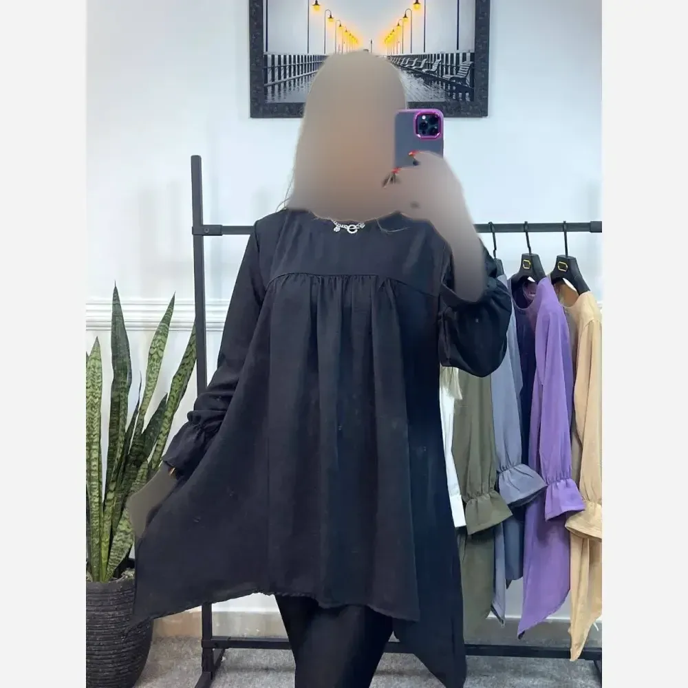 تونیک زنانه مدل آرام جنس ابروبادی فری سایز مشکی و سفید