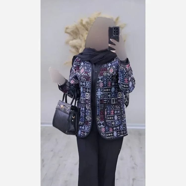 کت خورشید تافته فری سایز 38 تا 46 ژورنال قد 72 سانت