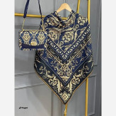 ست کیف و روسری الیزابت مخمل و چرم صنعتی نخی منگوله دار
