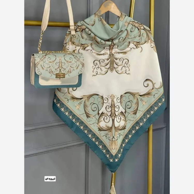 ست کیف و روسری مخمل و چرم صنعتی نخی منگوله دار کاترینا