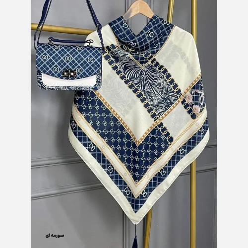ست کیف و روسری گوچی پاپیون مخمل و چرم مصنوعی نخی منگوله دار
