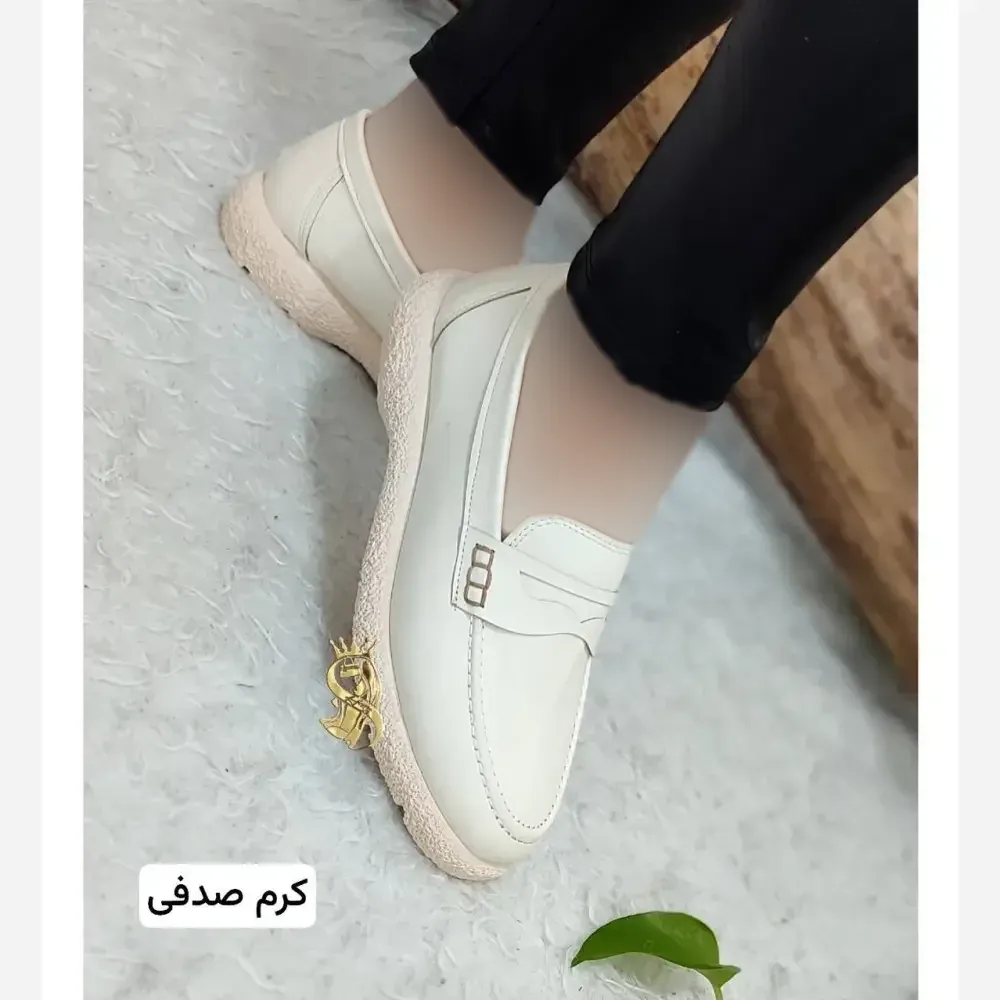 کالج طبی زنانه مدل خاویاری چرم صنعتی سفید کرم سایز 38