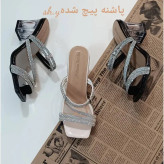 کفش مجلسی زنانه دو کاره آیدا پاشنه شیشهای ورنی براق