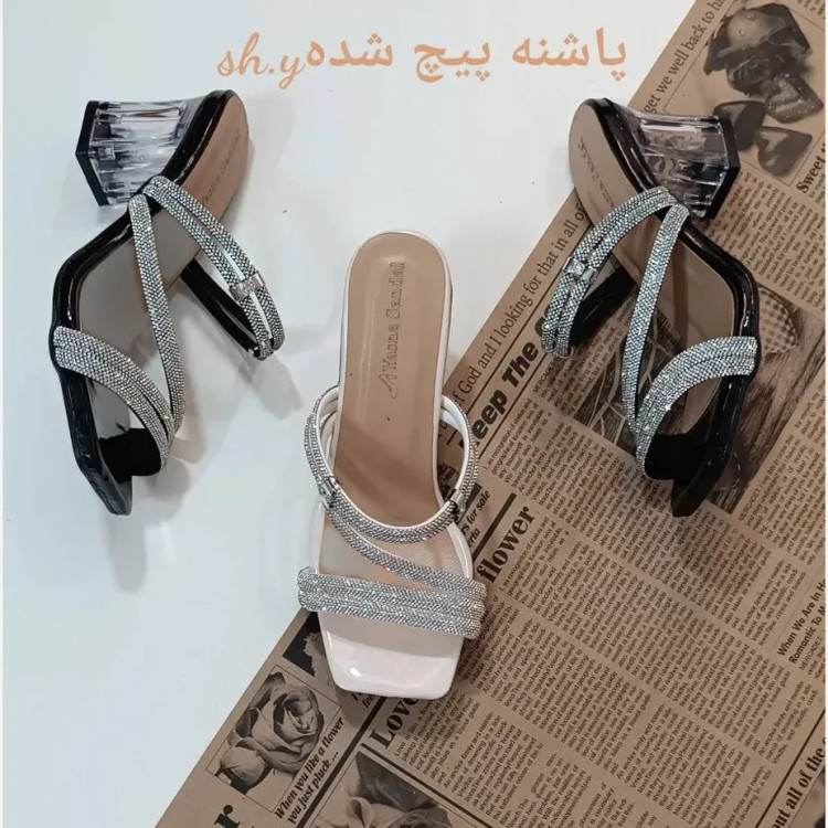 کفش مجلسی زنانه دو کاره آیدا پاشنه شیشهای ورنی براق