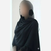 شال پلیسه لبه توری مشکی مجلسی