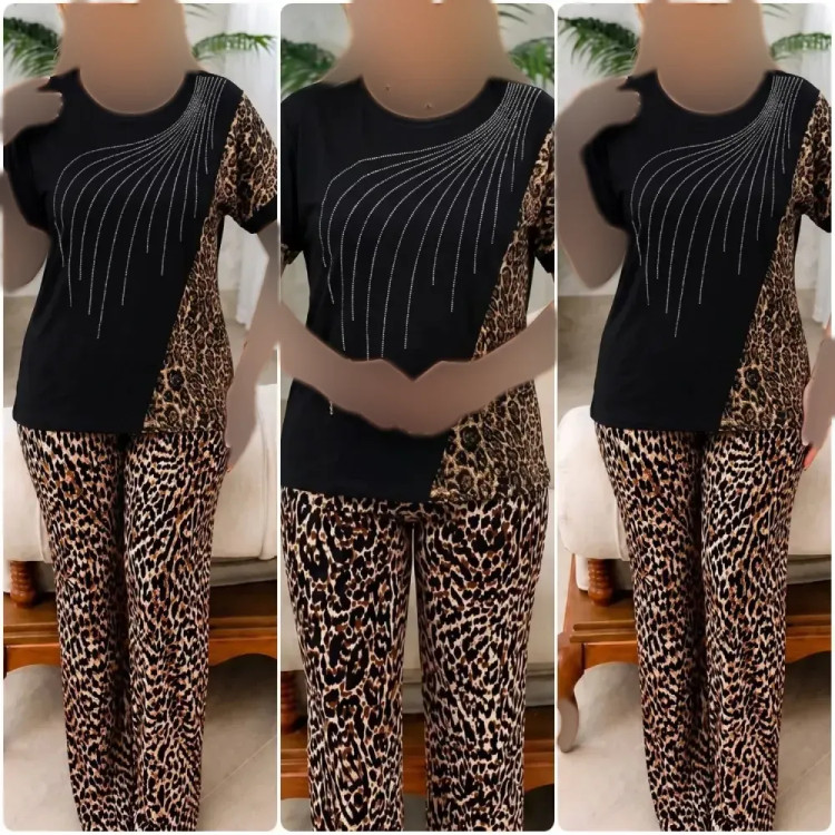 ست لباس راحتی زنانه ماریا فلامنت گیاهی فری سایز