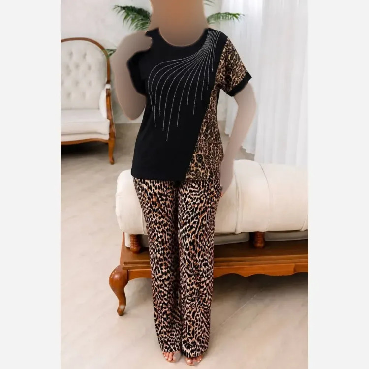 ست لباس راحتی زنانه ماریا فلامنت گیاهی فری سایز