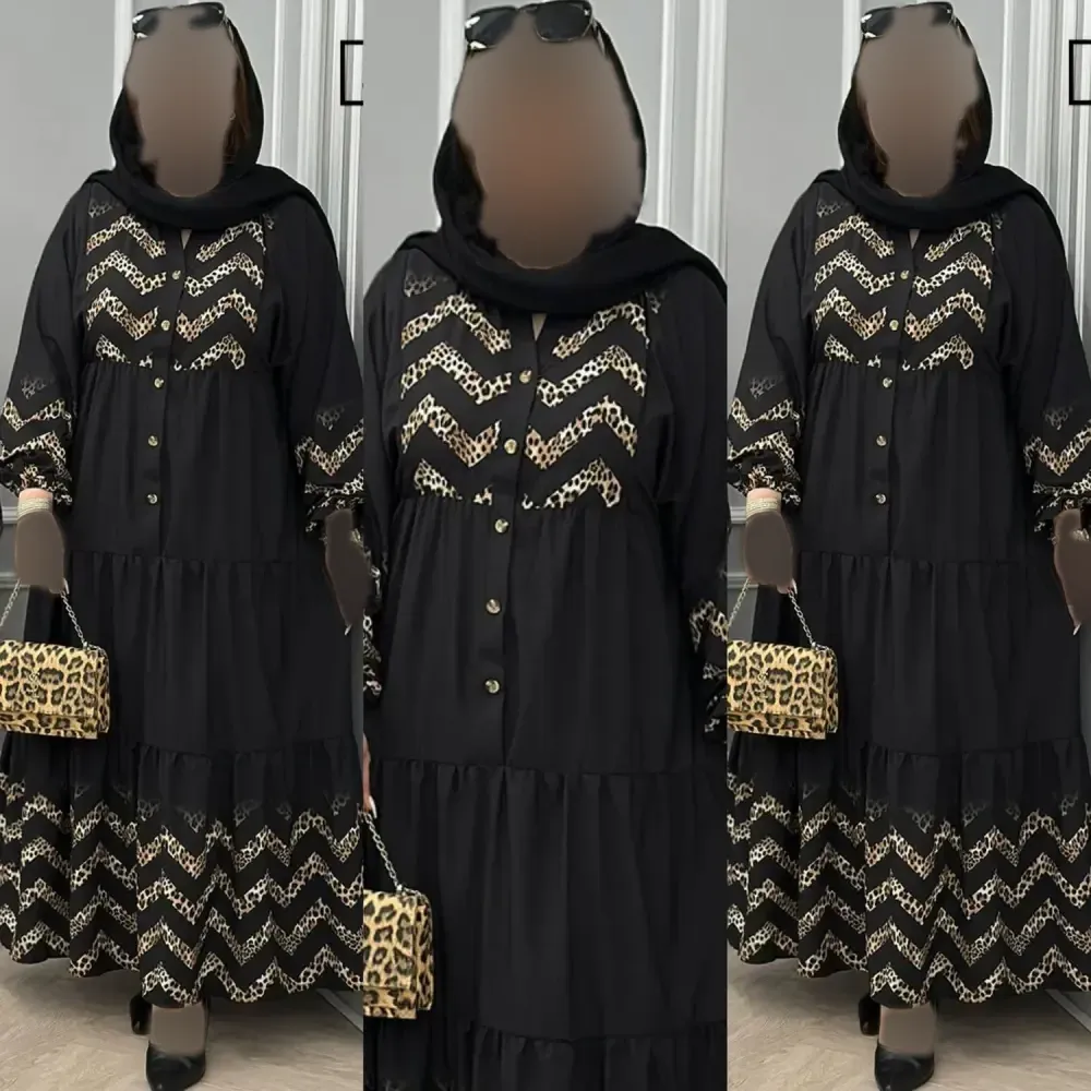 پیراهن زنانه الیزه رنگ مشکی فری سایز 38 تا 48 مدل رونیا