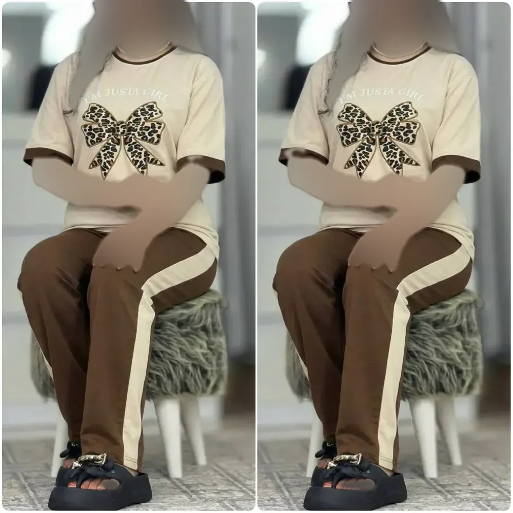 ست بلوز و شلوار زنانه جنس پنبه گلکسی فری سایز ژیوا