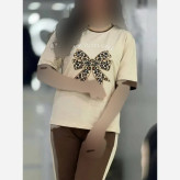ست بلوز و شلوار زنانه جنس پنبه گلکسی فری سایز ژیوا